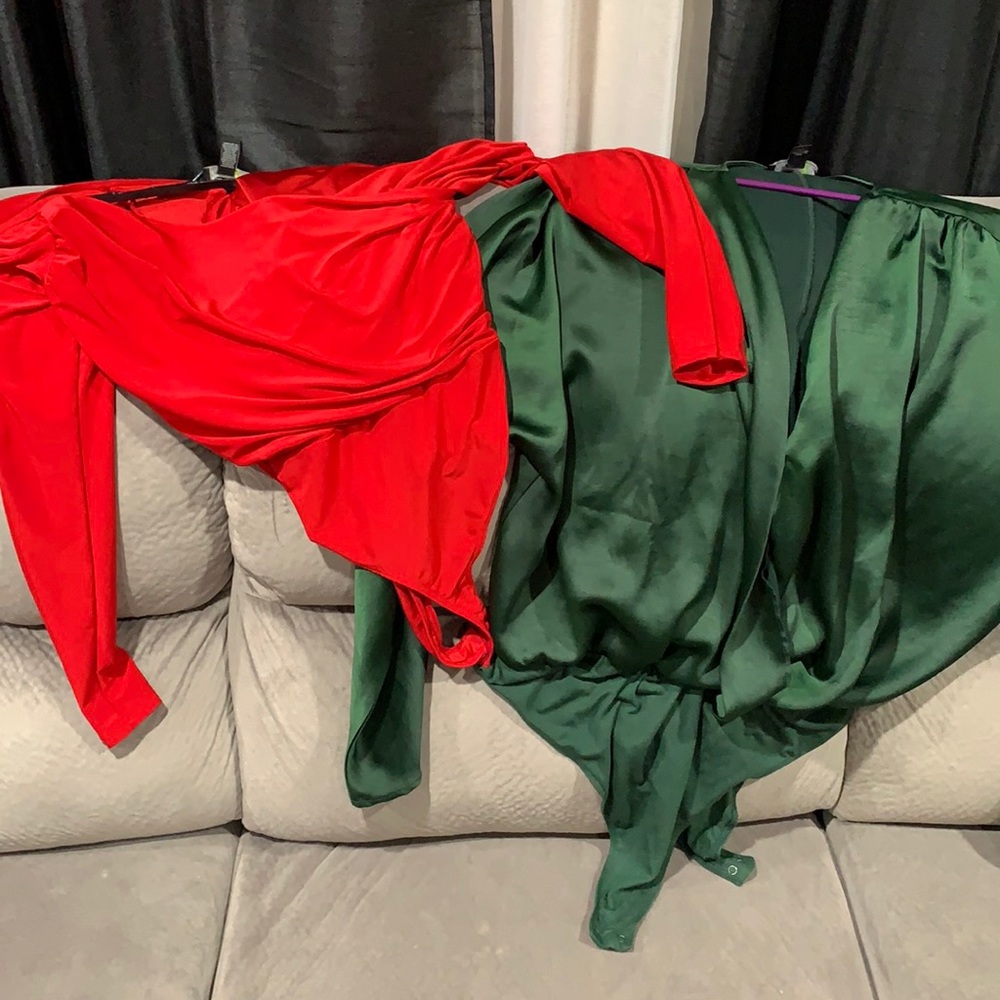 Red and green bodysuit